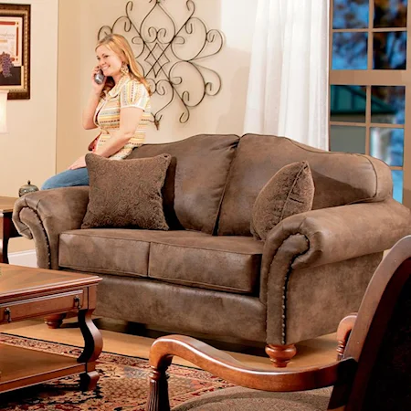 Stationary Love Seat with Rolled Arms